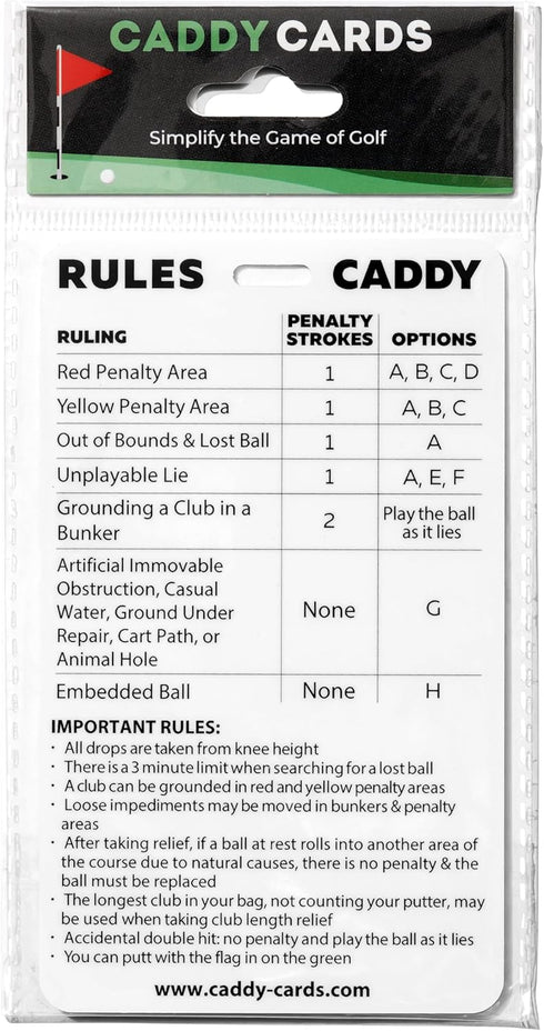 Rules Caddy - Simplify The Rules of Golf - Golf Bag Tag Accessory, Training Aid, Quick Reference Guide