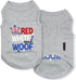 Parisian Pet Dog T-Shirt - Embroidered Red White and Woof 100% Cotton, Breathable Grey Sleeveless Pet Vest for Large