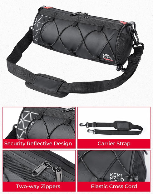 KEMIMOTO Bike Handlebar Bag with Rain Cover, Front Bike Bag for Bicycles with Dual Waterproof Zippers