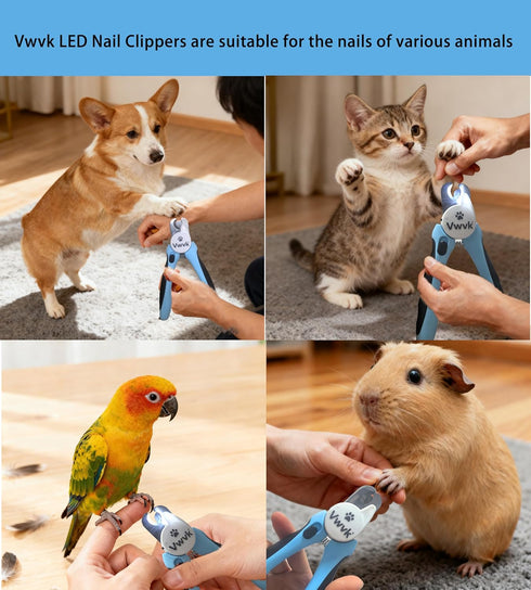 Vwvk Trimmers Dog Cat Nail Clippers & LED Light Illuminates Nails/Bloodline, Quick Sensor Safety Guard to Avoid Over