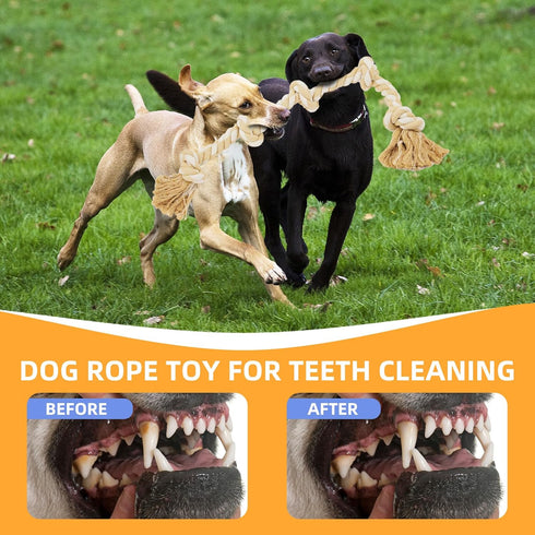 Bmag Heavy Duty Dog Rope Toys for Aggressive Chewers, Indestructible Natural Cotton Rope with 5 Knots