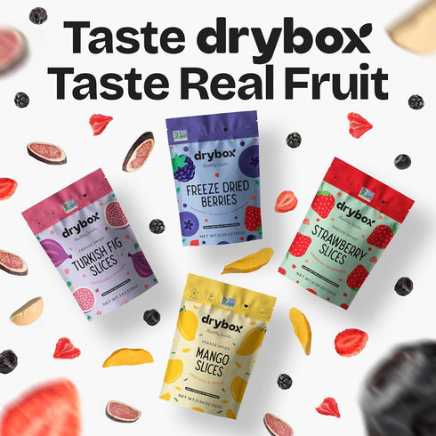 100% 0.56 oz 4 pack Drybox Freeze Dried Mixed Berries | Natural Fruit | Freeze Dried Berry Source | No Sugar
