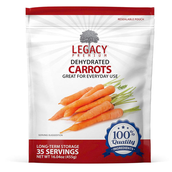 Legacy Essentials Dehydrated Carrots: Long Shelf Life Emergency Survival Vegetables - Great