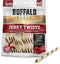 Rawhide Dog Treats, Healthy Grass-Fed Buffalo Jerky Chews, Hickory Smoked Flavor, Jerky Twist, 40 Count
