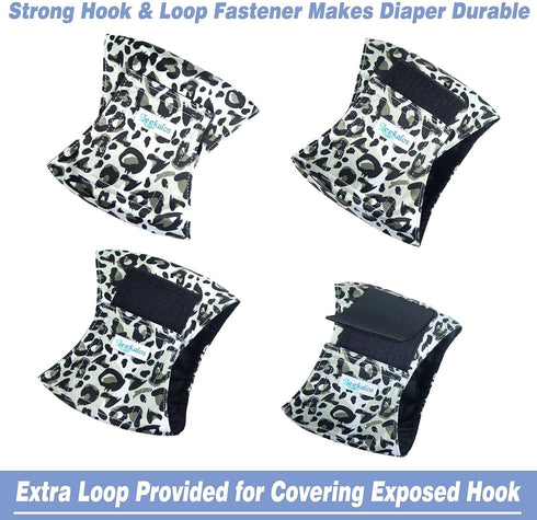 Leekalos Male Dog Diapers (3 Pack), High Absorbing Washable Reusable Belly Bands for Male Dogs (Small, Leopard)