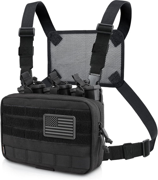 WYNEX Tactical Mag Admin Pouch, Molle Utility Tool Organizer with Triple Stacker Magazine Holder for M4 M16, Patch