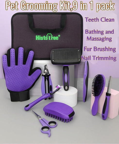 Kriopy Kit-9 Packs Set Trimming Pet Grooming Tools Dog Cat Grooming Kit Dog Cat Grooming Supplies Dog Cat Brush Dog