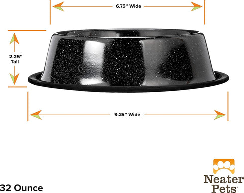 Neater Pet Brands Outdoor Camping Style Pet Bowl, 32 oz, Enamel Ware Blue Black Granite Colors