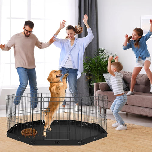 VEVOR Foldable Metal Dog Exercise Pen, Pet Playpen Fence for Small & Medium Dogs, 24" H 8 Panels