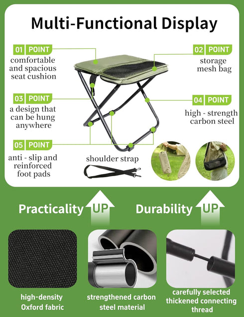 Backpacking, COMELY Portable Folding Chair for Outdoors: Heavy Duty Camping Stool for Adults, Compact Ultralight
