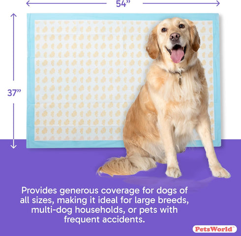 37"x54" 25 Count PetsWorld Health Monitoring Dog Pee Pads XXXL Color-Changing Pet Pee Pads for Dogs & Pets, Leak-Proof