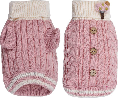 Dog Sweater Turtleneck Knitwear, Warm Pullover Coat for Small Dogs and Cats, Holiday Clothing, X-Large