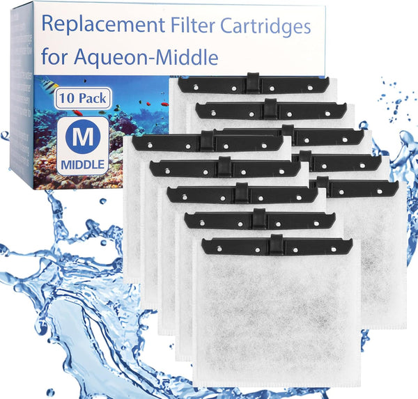 10 Pack Medium Aquarium Filter Cartridges for Aqueon QuietFlow LED PRO Power Filter Size 10 & E Internal Filter Size 20