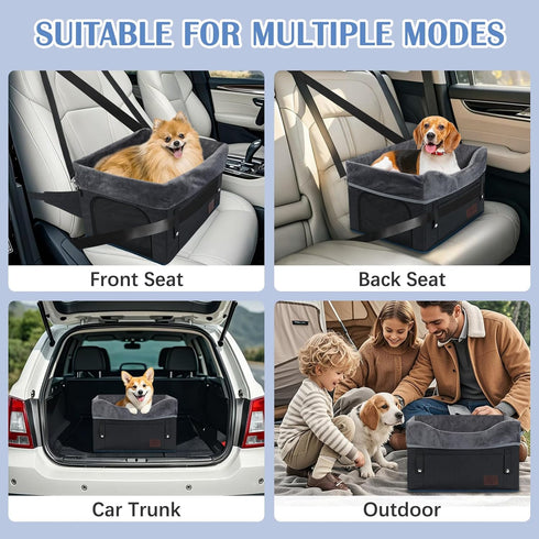 25lbs-Black PetsHome Dog Car Seat for Small Dogs, Detachable Washable Pet Booster Seat with Storage Pocket, Breathable