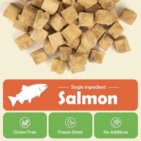 MON2SUN 6oz Freeze Dried Salmon Cat and Dog Treats, Single Ingredient Natural and Healthy Dog Snacks, High Protein