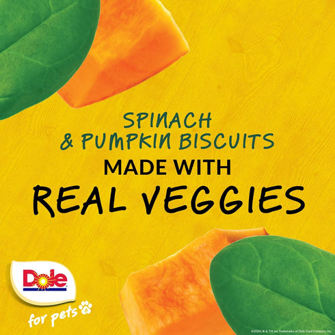 7 Oz 6 Pack Dole for Pets Dog Biscuits Assorted Spinach + Pumpkin Mix, Real Vegetable Flavor Vegan Crunchy Treats, No
