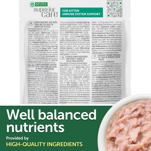 2.46-oz 24 Pack) Nature's Protection Wet Cat Food in Gravy - High Protein, Natural & Soft Tuna Fish & Sea Bass Shreds
