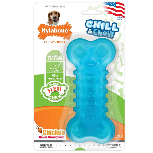 Nylabone Flexi Chill & Chew Toy for Dogs, Medium, Chicken Flavor, with Treat Pockets for Moderate Chewers, 1 Count