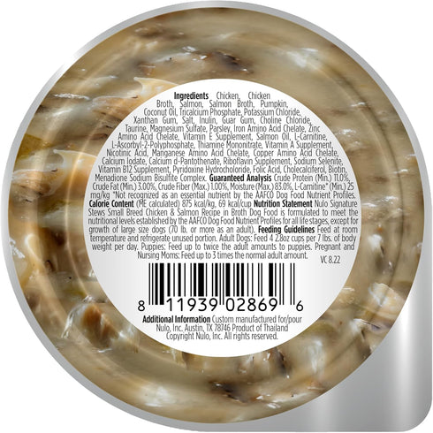 Nulo Small Breed Dog Signature Stew, Chicken & Salmon in Broth, 24 x 2.8 oz Cups