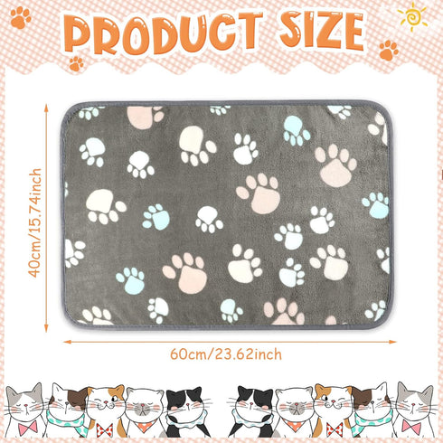 4 Pcs Paw Print Fleece Pet Blanket for Small Medium Dogs Cats, Warm Soft Sleep Mat Guinea Pig Cage Liners Blanket (Dark