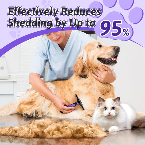MIU COLOR Long Hair Pet Grooming Brush, Deshedding Tool for Medium and Large Dogs & Cats, Reduces Shedding by 95%