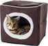 Cat House - Indoor Bed with Removable Foam Cushion, Dark Brown, 13x13.5x12"