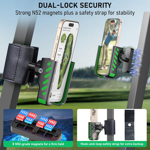 NINEFATICS 360, 8X N52 2026 Magnetic Golf Cart Phone Holder Golf Cart Accessories Gift for Men Women, Fits EZGO Club