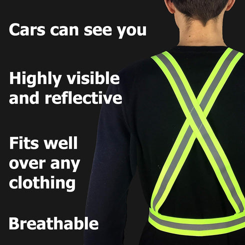 Safety Straps Reflective Vest for Running, Hi Vis Suspenders for Men Women Fully Adjustable Safety Vests