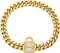 Chain Dog Collar with Zirconia Locking, 12mm 18K Gold Cuban Link Chain, Stainless Steel Luxury Dog Bling Necklace