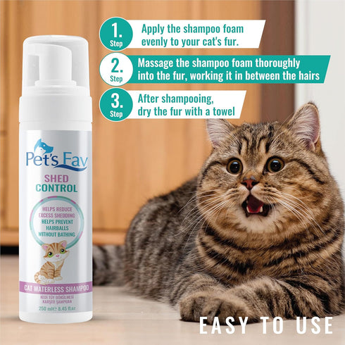 Cat Waterless Shed Control Shampoo, No Rinse Dry Shampoo for Shedding Kitties, Pet Grooming Supply