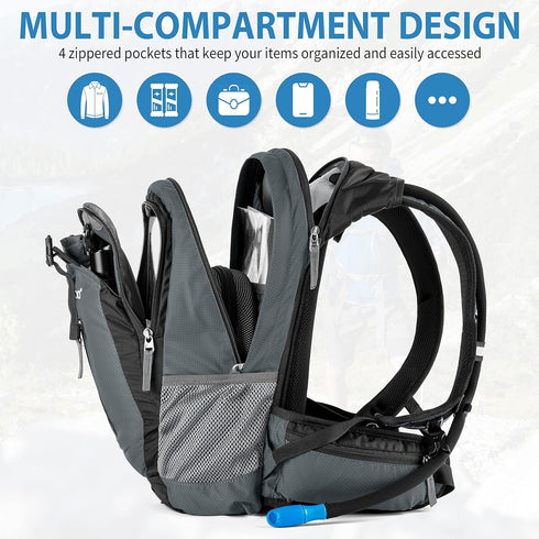 Gelindo Hydration Backpack Insulated Pack with 2.5L BPA Free Bladder for Men Women - 18L for Hiking Festival Cycling