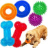 Non-Toxic Dog Squeaky Toys Value Set, TPR Rubber Balls, Spikey Chew Toys for Small Medium Dogs, Puppy Teething Toys