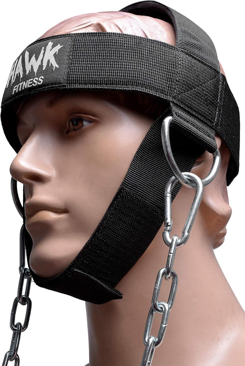 Neck Harness for Men and Women - Adjustable Neck Strap with 30" Steel Chain for Weight Lifting Up to 150 lbs