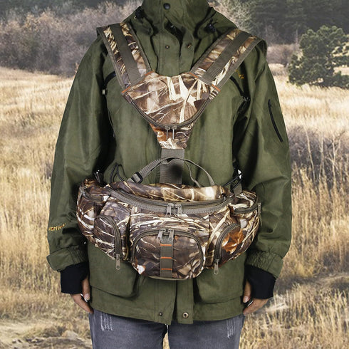 UNISTRENGH Hunting Camo Fanny Pack with Harness, Waist Pack Pouch for Hiking