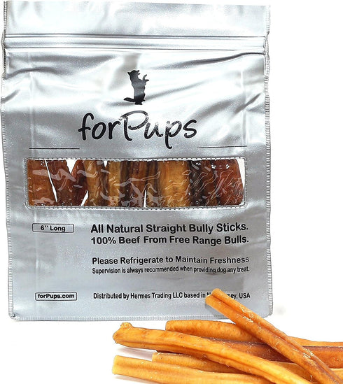 (6 inch, 25-Pack) 100% (6"-25pk) Standard Thickness Bully Sticks - All Natural, Grass-Fed, Non-GMO Beef Pizzle Dog