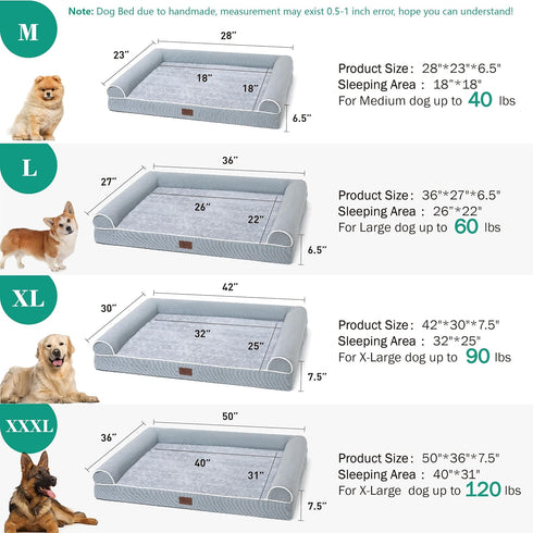 Orthopedic Dog Bed for Large Dogs - Waterproof Egg Crate Foam Pet Bed Mat with Removable Washable Cover, Non-Slip