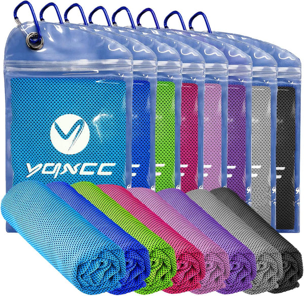 YQXCC Cooling Towels | 8 Pack 47"x12" | Ice Cool for Neck