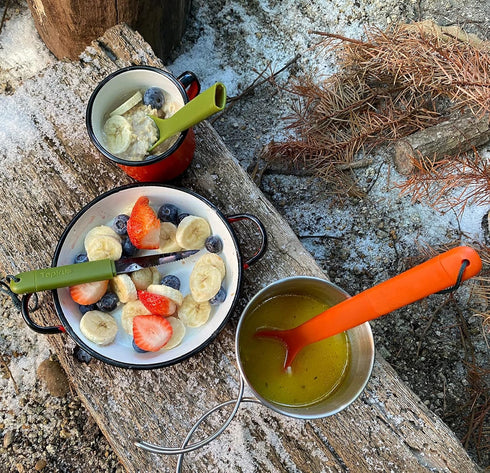 Tapirus Tactical Green Spork, BPA Free Spoon Fork, Stainless Steel Knife, Fire Starter, 3 in 1 Outdoor Utensil