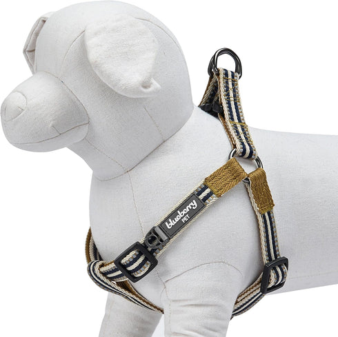 Blueberry Pet 5 Colors Step-in 3M Reflective Multi-Colored Stripe Padded Dog Harness, Small, Olive & Blue-Gray
