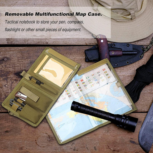 Kosiabte Map Case, Tactical Notebook, Multifunctional Weatherproof Map Case for Outdoor Activities