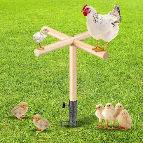 Colingmill Chicken Perch Toy for Coop 16.54 x 17.72 Inch Wooden Chicken Perch