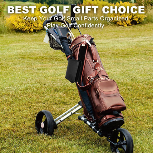 Golf Accessories for Men Women, Gifts with Leather Case, Golf Brush, Balls, Tees, Ball Clamp, Divot Tool