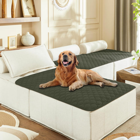 gogobunny 100% Double Sided Waterproof Dog Blanket, Soft Pet Bed Cover, Reversible, 40x50 Inch, Dark Olive/Light Olive