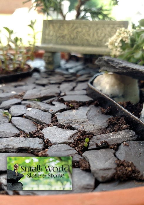 Natural Slate Stone, 1/2 to 1 inch, Perfect for Miniature Gardens, Aquariums, and Terrariums