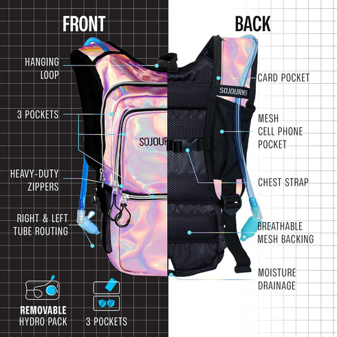 Sojourner Hydration Pack - Water Backpack with 2l Bladder, Festival Essential for Hiking, Running, Biking