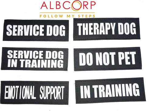 Albcorp Reflective In Training Patches with Hook Backing for Service Animal Vests, Large (6 X 2) Inch