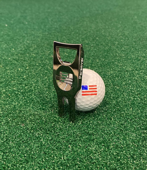 Players Golf Divot Tool - 6 in 1 Multi Purpose Tool with Ball Marker, Bottle Opener, Permanent Marker