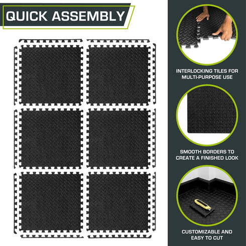 ProsourceFit ½ in Puzzle Exercise Mat, EVA Interlocking Foam Floor Tiles for Home Gym, Cream, 24 Sq Ft