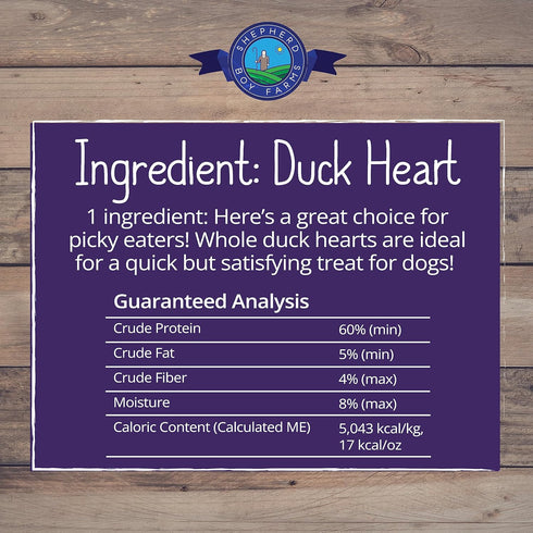 Freeze Dried Dog Treats, Duck Heart, All Natural Freeze-Dried Dog Treat & Snacks, Made in USA, 8 oz