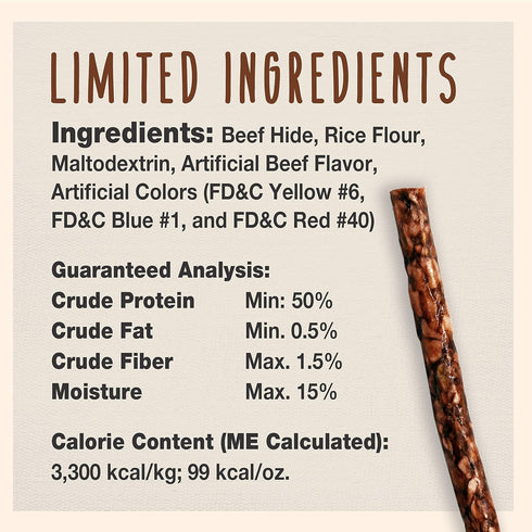 Cadet Premium Grade Munchy Beef Hide Sticks Beef Flavor 5 Inch, 100 Pack